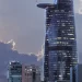 De Bitexco Financial Tower in Ho Chi Minh-stad bij schemering