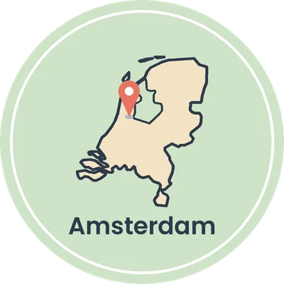 Kaartje van Nederland met Amsterdam