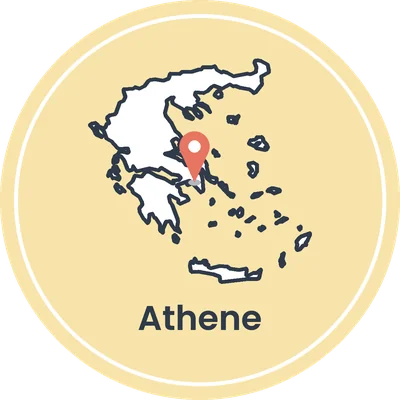 Kaartje van Griekenland met Athene