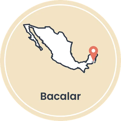 Kaartje van Mexico met Bacalar