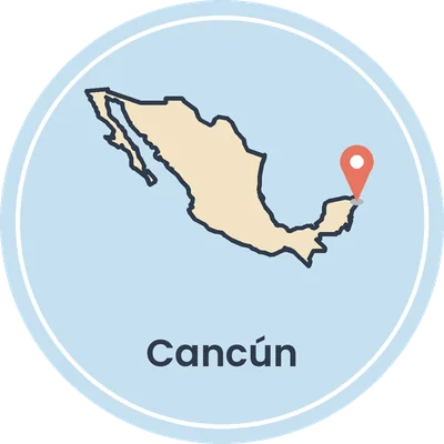 Kaartje van Mexico met Cancún