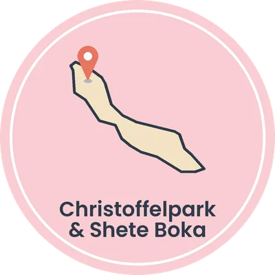 Kaartje van Curaçao met het Christoffelpark en Shete Boka