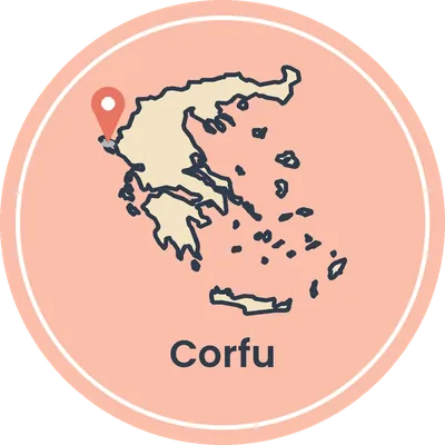 Kaartje van Griekenland met Corfu