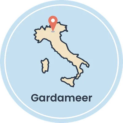 Kaartje van Italië met het Gardameer