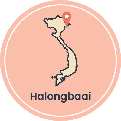 Kaartje van Vietnam met de Halongbaai