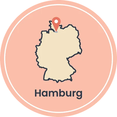Kaartje van Duitsland met Hamburg