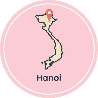 Kaartje van Vietnam met Hanoi