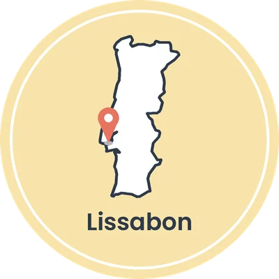 Kaartje van Portugal met Lissabon