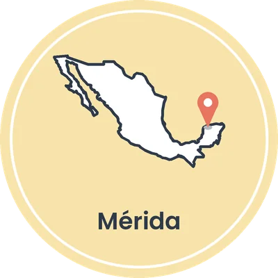 Kaartje van Mexico met Mérida