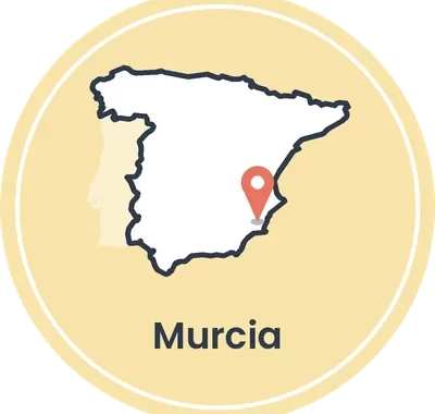 Kaartje van Spanje met Murcia