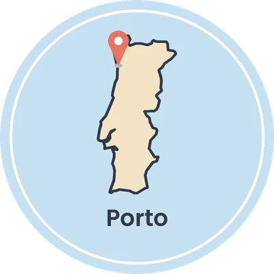 Kaartje van Portugal met Porto