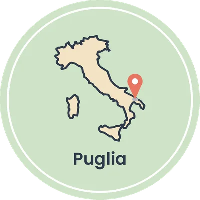 Kaartje van Italië met Puglia