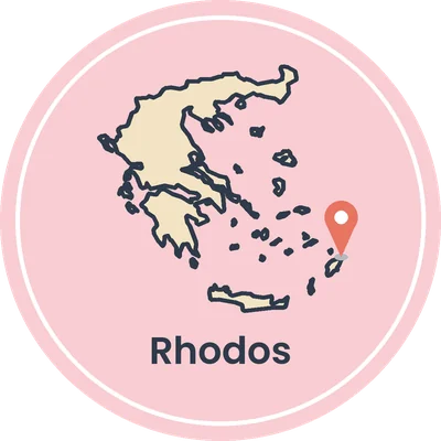 Kaartje van Griekenland met Rhodos
