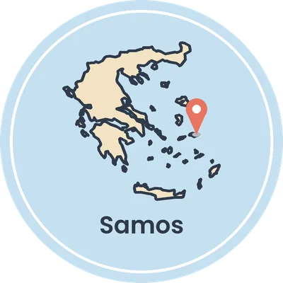 Kaartje van Griekenland met Samos