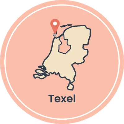 Kaartje van Nederland met Texel