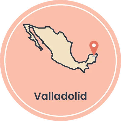 Kaartje van Mexico met Valladolid