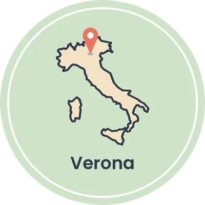 Kaartje van Italië met Verona