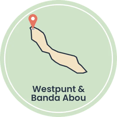 Kaartje van Curaçao met Westpunt en Banda Abou