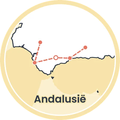 Ronde routekaart van de rondreis door Andalusië